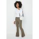 Khaki Textured Rib Flares