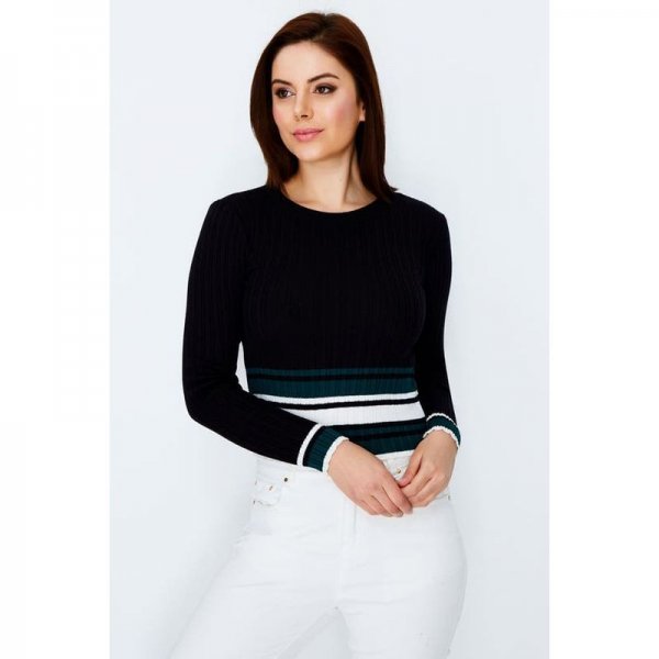 Black Stripe Hem Rib Jumper