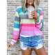 Long-Sleeves Casual Striped Top