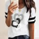 Youthful Round Neck Print Short Sleeve Top