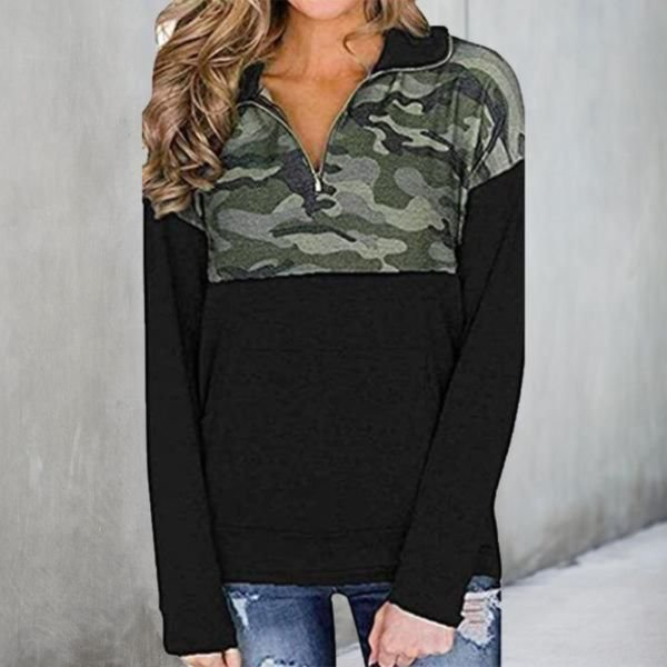 Cool Black Camouflage Print Top