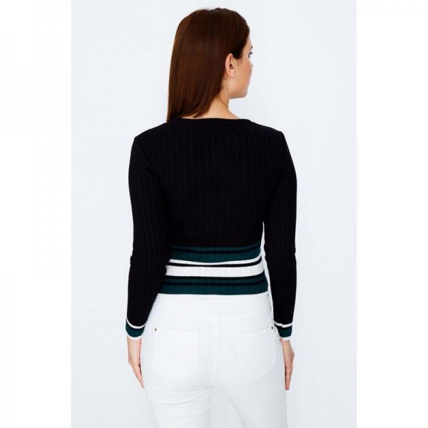 Black Stripe Hem Rib Jumper