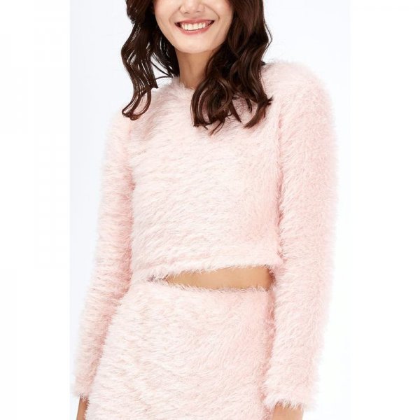 Pink Fluffy Cut And Sew Jumper