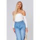 White Bardot Ruched Bodysuit