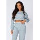 Grey Basic Cropped Sweater And Joggers Set