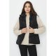 Black Chevron Puffer Hooded Gilet