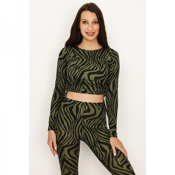 Multi Zebra Ruched Side Crop Top