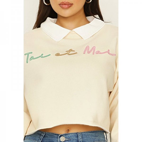 Ecru Toi Et Moi Contrast Collar Sweat