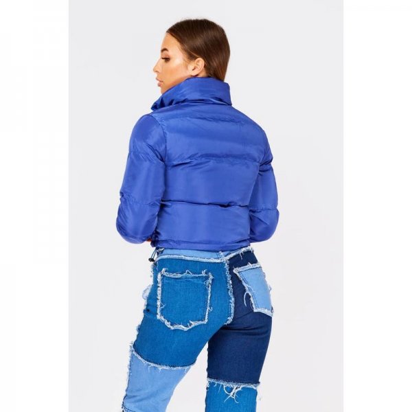 Blue Cropped Puffer Jacket