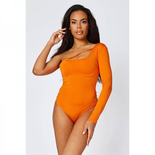 Orange One Shoulder Bodysuit