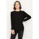 Black Plisse Ruffle Sweat