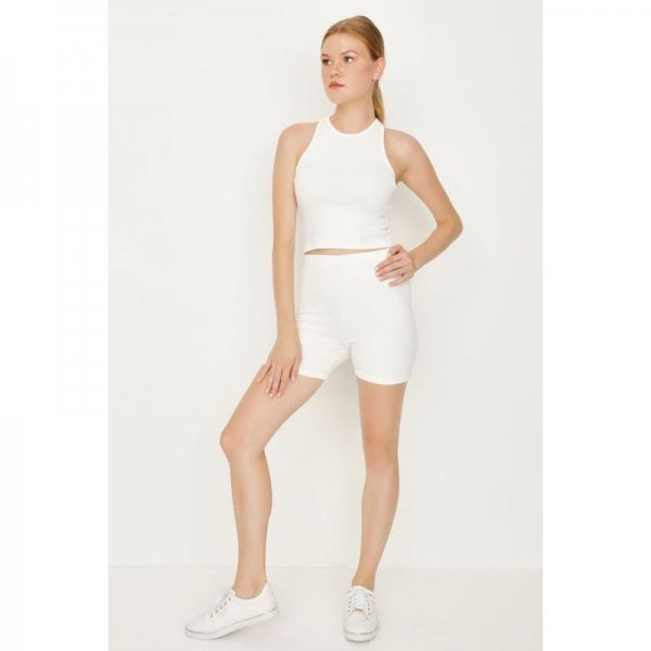 Ivory Waffle Racer Vest & Cycling Short Set