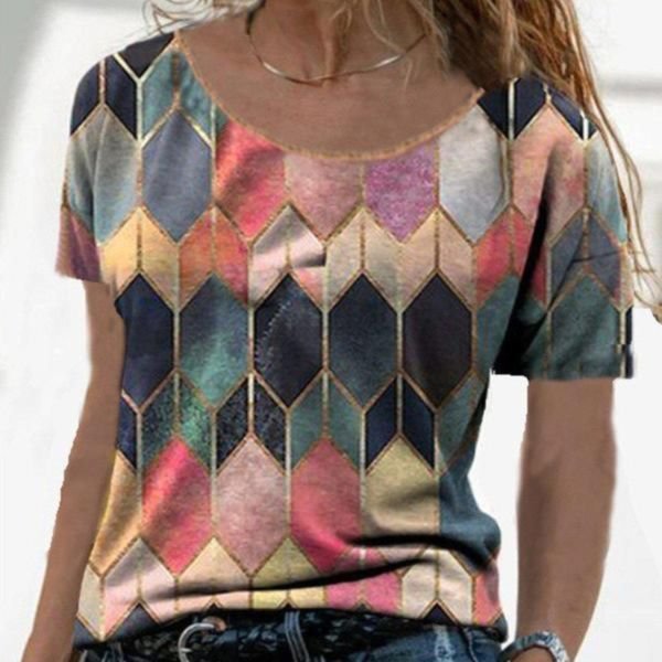 Stylish Print Short Sleeve Top