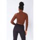 Brown High Neck Cold Shoulder Crop Jumper