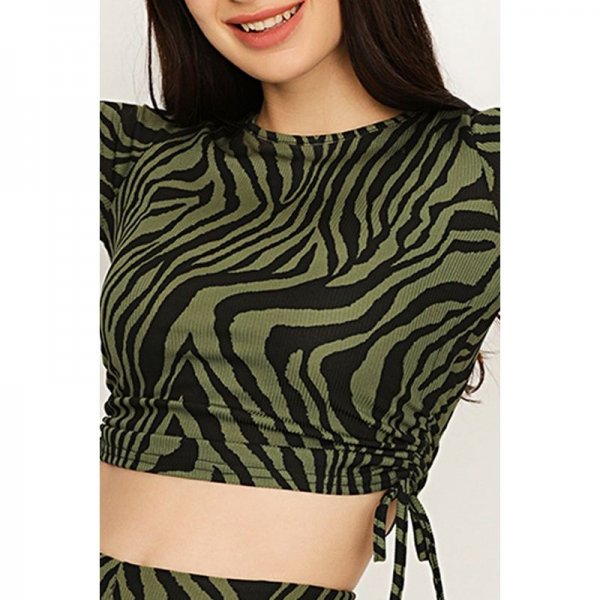 Multi Zebra Ruched Side Crop Top