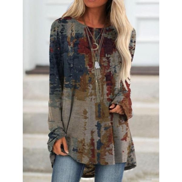 Stylish Baggy Long Sleeve Print Top