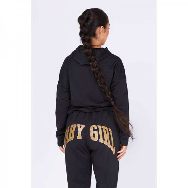 BLACK Baby Girl Cropped Hoddie And Jogger Set