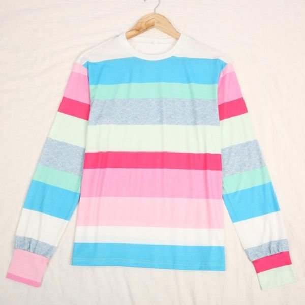 Long-Sleeves Casual Striped Top