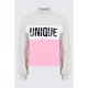 Baby Grey-Candy Pink Unique Zip Neck Sweat