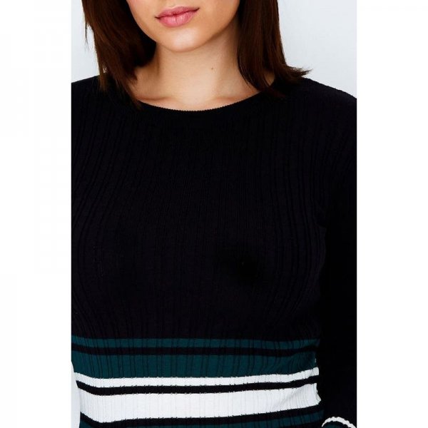 Black Stripe Hem Rib Jumper