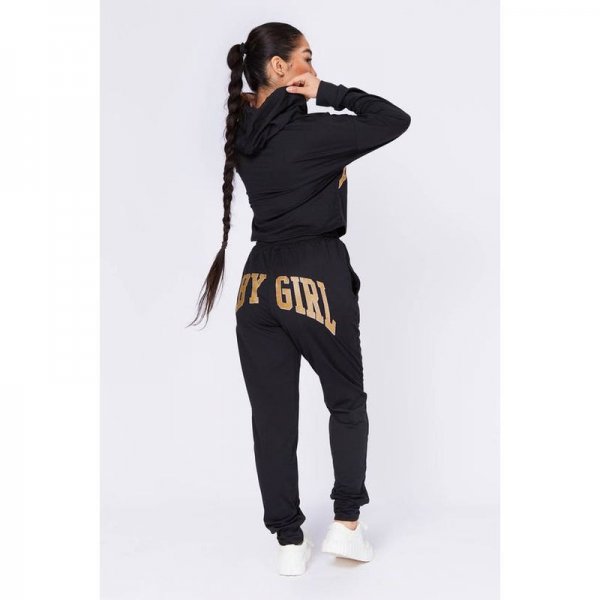 BLACK Baby Girl Cropped Hoddie And Jogger Set