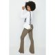 Khaki Textured Rib Flares