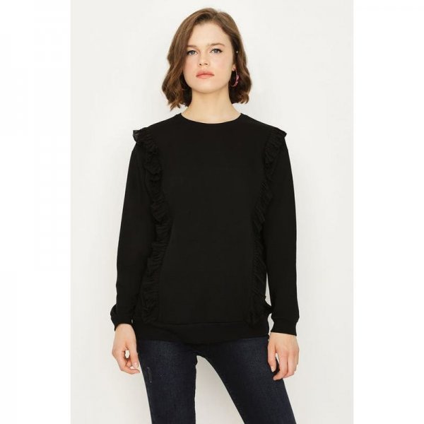 Black Plisse Ruffle Sweat