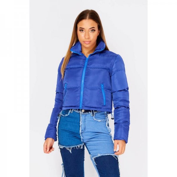 Blue Cropped Puffer Jacket