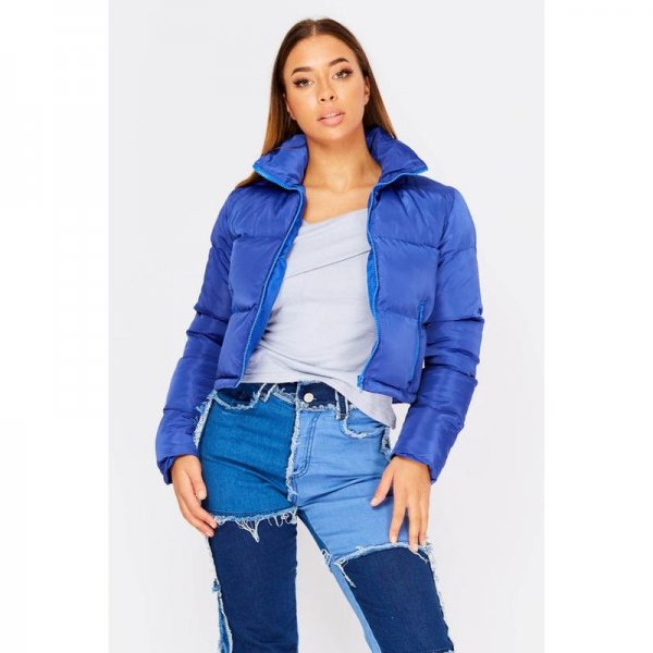 Blue Cropped Puffer Jacket